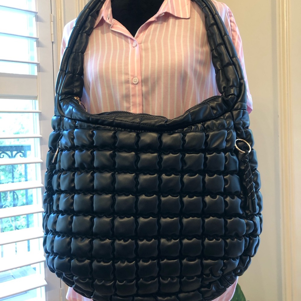 Urban Expressions Super Large Black Quilted Women's Hobo Bag
